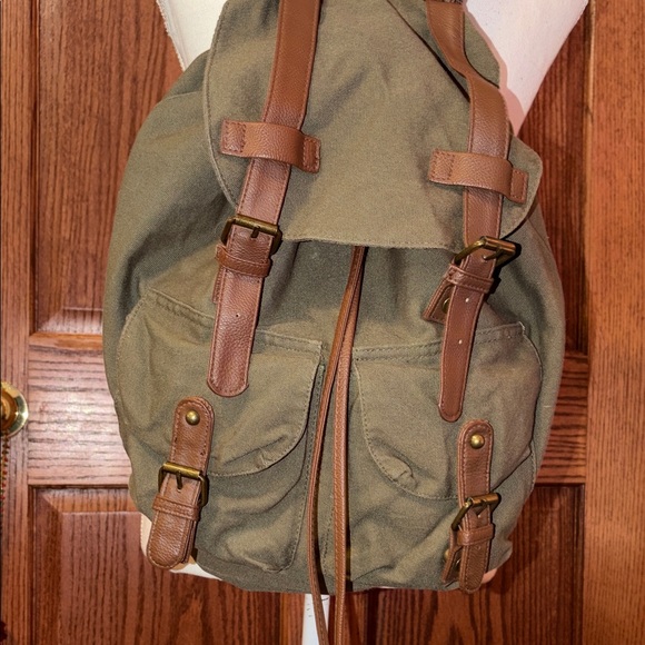 Canvas Backpack with Brown Accents - Picture 2 of 16